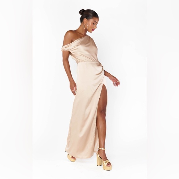 SHOW ME YOUR MUMU Jodie Maxi Dress In Champagne Luxe Satin - Picture 7 of 13